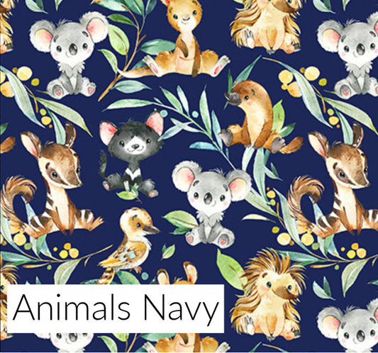 Australian Animals Navy  DOUBLE Trolley Seat Cover