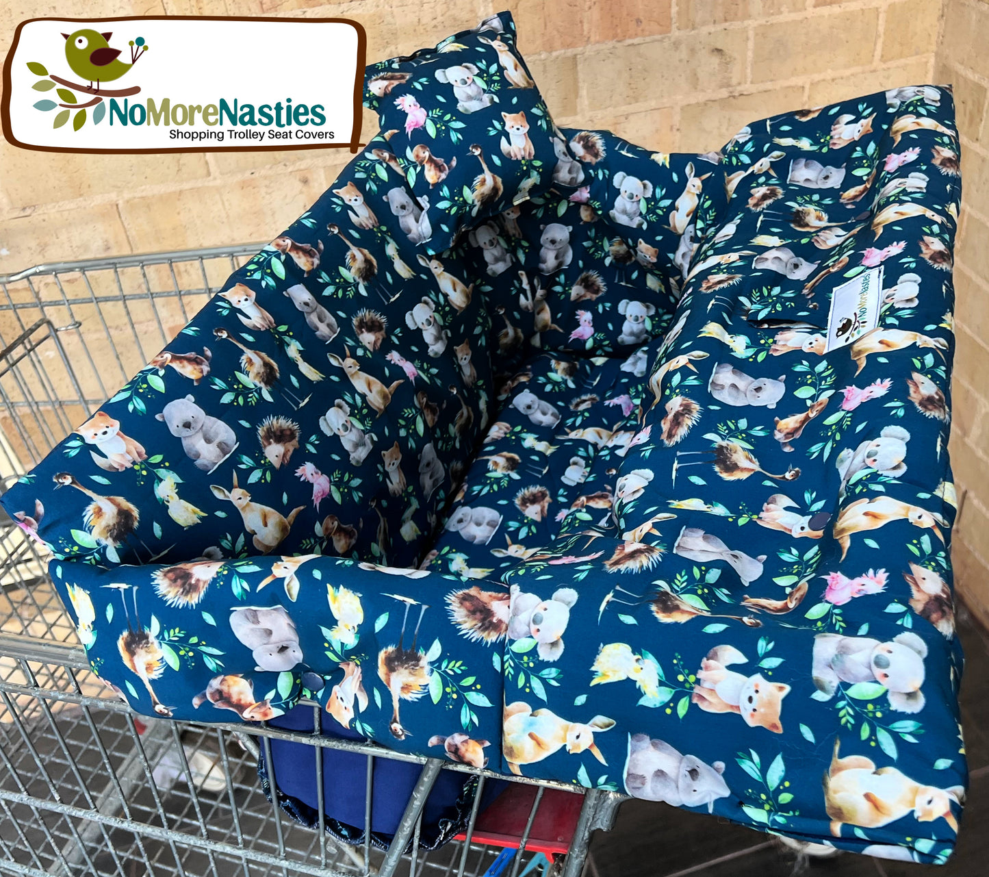 Aussie Animals Navy Deluxe Shopping Trolley Seat Cover
